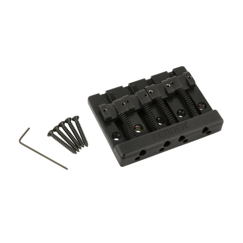 Fender Fender HiMass 4-String Bas Brug Montage Met Zink Zadel, Zwart