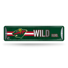 Rico Industries NHL Hockey Minnesota Wild Señal de Metal 4" x 15" Decoración para el Hogar - Dormitorio - Oficina - Man Cave