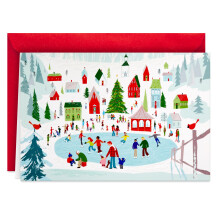 Cartes de Noël Hallmark en boîte, Ville enneigée avec accents en paillettes (40 cartes avec enveloppes)