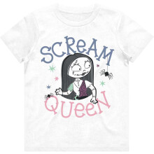 (3-4 Years, White) Nightmare Before Christmas Girls Scream Queen Cotton T-Shirt