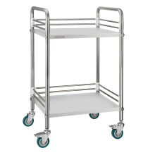 Carrello VEVOR in Acciaio Inossidabile, Carrello Utility Metallico a 2 Piani con Ruote Bloccabili