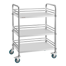 Carrello in Acciaio Inossidabile VEVOR, Carrello Utilitario Metallico a 3 Ripiani con Ruote Bloccabili