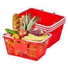 Ceste della Spesa VEVOR, 4 PCS, 21L Ceste in Plastica PE Impilabili con Manici, Struttura a Maglia Densa, Fino a 20 lbs