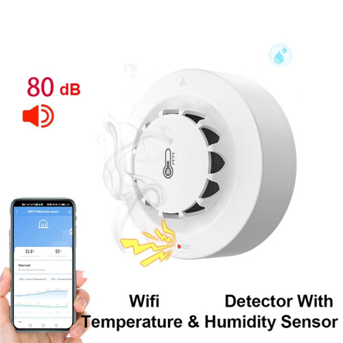 Tuya WiFi Temperature and Humidity Sensor Detector Protection House Combination Firefighters 1