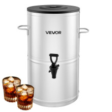 VEVOR Eistee-Spender, 4 Gal/15L 304 Edelstahl Getränkespender mit Hahn & Griff, Für heiße und kalte Getränke
