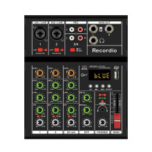 GAX-A4 Professional Portable Digital Dj Console with USB Mixer Border Live Singing 4 Channel Audio Mixer Black