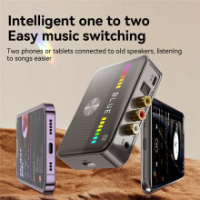NFC 5.3 Audio Receiver Transmitter RGB Light USB 3.5MM AUX RCA Koaxial Optisk DAC Converter Adapter Svart