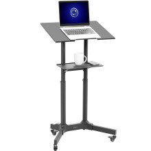 VIVO Mobile 24x16 inch Lectern Podium, Height-Adjustable Rolling Laptop Cart on Wheels, Black, CART-V03E