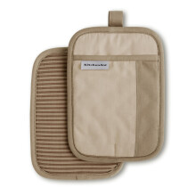 Ensemble de Maniques Antidérapantes KitchenAid Beacon, Milkshake/Beige, 7"x10", 2 Pièces