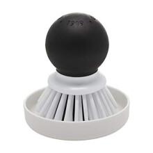KitchenAid Handbürste mit Geschirrablage für saubere Arbeitsflächen, langlebige Nylonborsten, 2 Stück, Schwarz