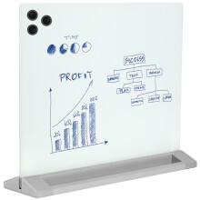 VIVO Freistehendes 23 x 19 Zoll Glas Magnet-Trockenlöschboard, Tragbarer Sichtschutz
