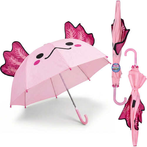 Paraguas Axolote Rosa - 28" (1 Pc) - Ideal para Premios de Carnaval