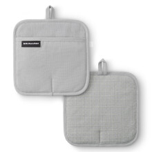 KITCHENAID Gourmet Series Presine 2-Pack, Resistenti al Calore fino a 600F, Grip in Silicone, Cuff Magnetico, Grigio Opaco, 8"x8"