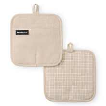 KITCHENAID Gourmet Series Gridlines Grytvantar 2-Pack, Värmeresistenta upp till 600F, Silikonhandtag, Magnetärm, 8"x8"