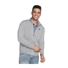 Skechers Herr The Hoodless Hoodie GO WALK Överallt Full Zip Jacka, Ljusgrå, X-Large