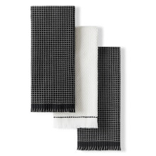 KitchenAid Gourmet Series Gridlines Kitchen Towels 3-Pack Set, 100% Cotton Absorbent, Matte Black, 18"x28"