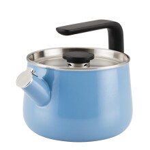 KitchenAid Teakettles Enamel-on-Steel Stovetop Whistling Teakettle, Induction Ready, Stainless steel Lid, 2 Quart - Blue Velvet