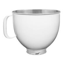 KitchenAid 5 Quart Rostfri Skål för 4.5-5 Quart Tilt-Head Mixer KSM5SSBWH, Vit