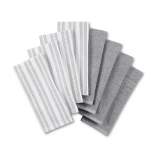 KitchenAid Essuie-Tout Rayé Chambray 8-Pack, 100% Coton Tissé, Noir/Blanc, 17"x28"