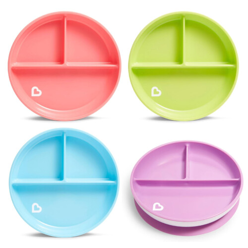 Munchkin Piatto Diviso Munchkin Stay Put per Bambini, Colori Variabili