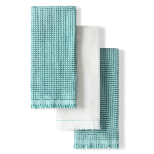 KitchenAid Set di 3 Strofinacci Gridlines KitchenAid Gourmet, 100% Cotone, Acqua Minerale, 18"x28"