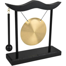 Zen Tischgong, Desktop Meditationsgong mit Holzständer und Schlägel, 23 cm Höhe - 1 Stück