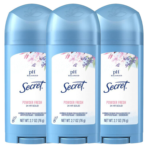 Bred Solid Antiperspirant och Deodorant, Powder Fresh, 2.7 oz, 3-pack
