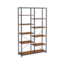 Bookshelf - Wood and Metal - Black - 5-Tier Standing Display Rack with Industrial Style