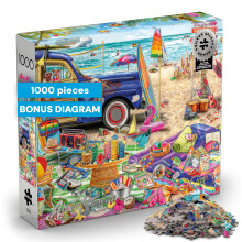 Buffalo Games - Aimee Stewart Vacaciones en la Playa Puzzle de 1000 Piezas, Puzzle Premium con Acabados en Foil