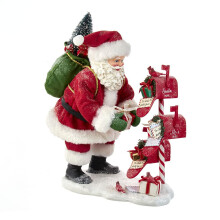 Kurt S. Adler 10.5-Inch Fabriché Santa Checking Mail