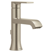 Grifo de lavabo moderno Moen Genta LX en níquel cepillado, un solo mango, con placa opcional