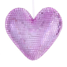 Kurt Adler Glass Pink Mirror Heart Ornament