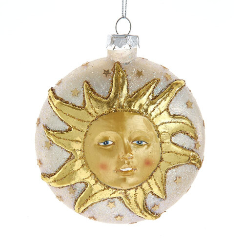 Kurt Adler 100Mm Glass Ball W/Sun Pattern Ornament
