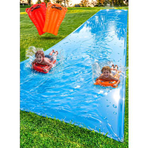 JAMBO MEGA 30FT x 72" Scivolo d'Acqua e 2 Bodyboard- Extra Lungo e Larg