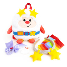 Rainbow Brite 6-delige Set met verstelbare Plush Rugzak, Sterren Haarband, Regenboog Armwarmers
