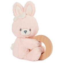 GUND Baby Nachhaltiger Hasenring Rassel, Plüsch aus 100% recyceltem Material, Holzrassel für Babys, Pink, 10"