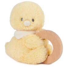 GUND Baby Nachhaltiger Entenring Rassel, Plüschspielzeug aus 100% recyceltem Material, Holzrassel für Babys