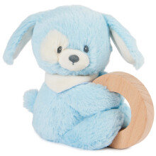 GUND Baby Nachhaltiger Welpe Ring Rassel, Plüschspielzeug aus 100% recyceltem Material, Holzrassel für Babys, Blau, 10"