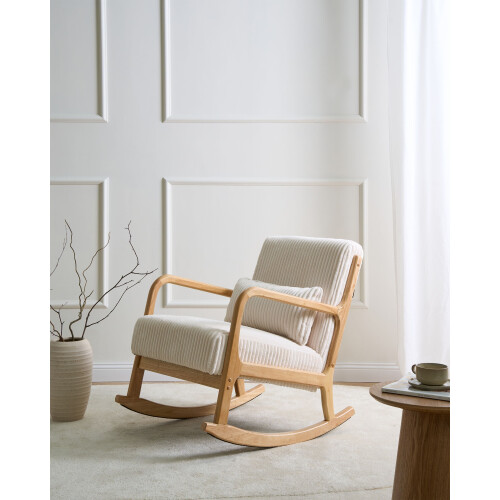Beliani Rocking Chair SORSELE Corduroy White 1