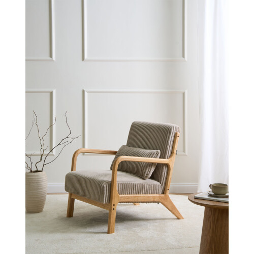 Beliani Armchair SORSELE Corduroy Beige 1