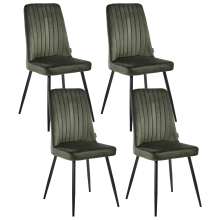 Set of 4 Dining Chairs KIRBY Velvet Dark Green