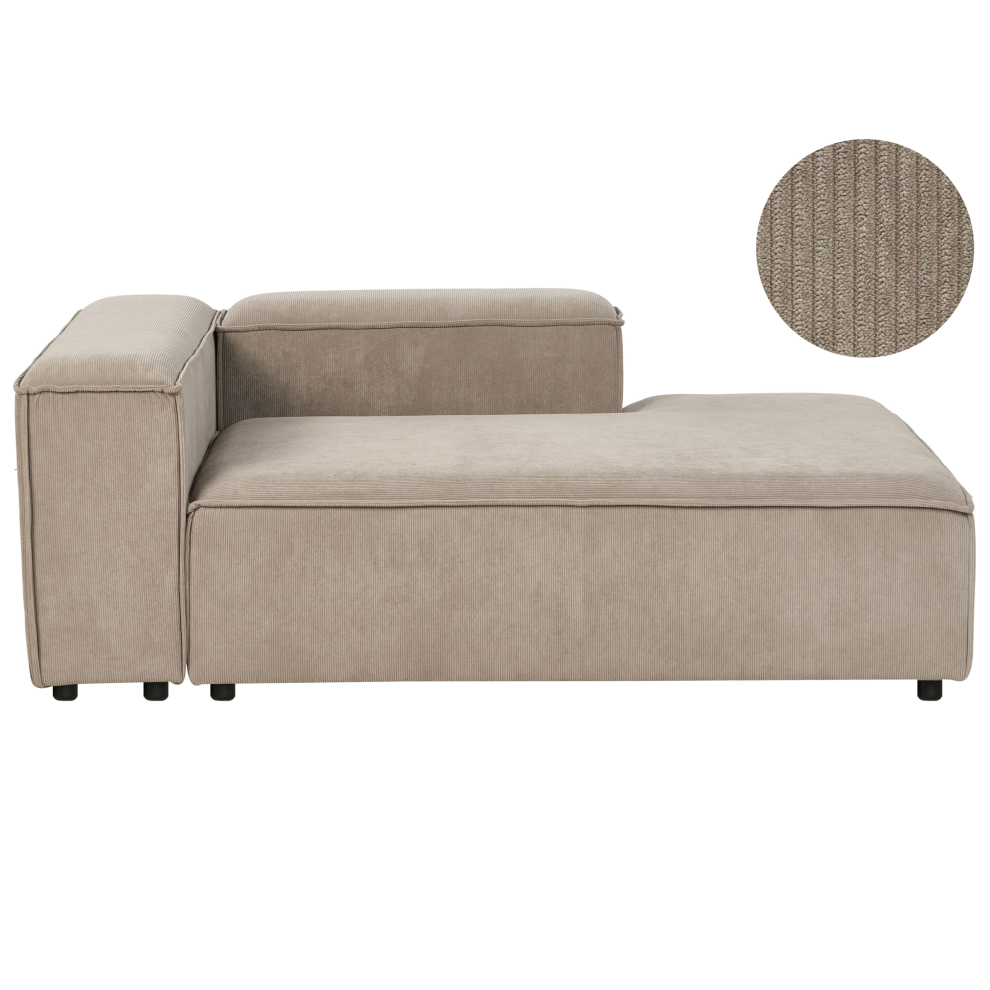 Photos - Sofa Beliani Left-Hand Chaise Longue ARDAL Corduroy Light Brown 