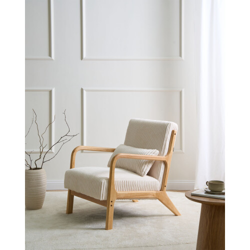 Beliani Armchair SORSELE Corduroy White 2