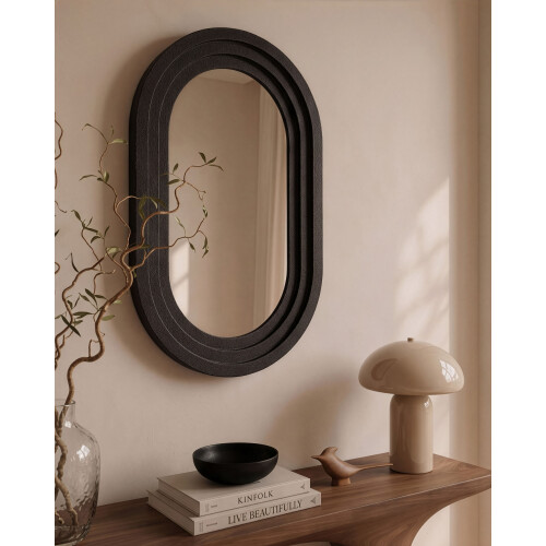 Beliani Wall Mirror MASSILLY 43 cm 69 cm Black 1