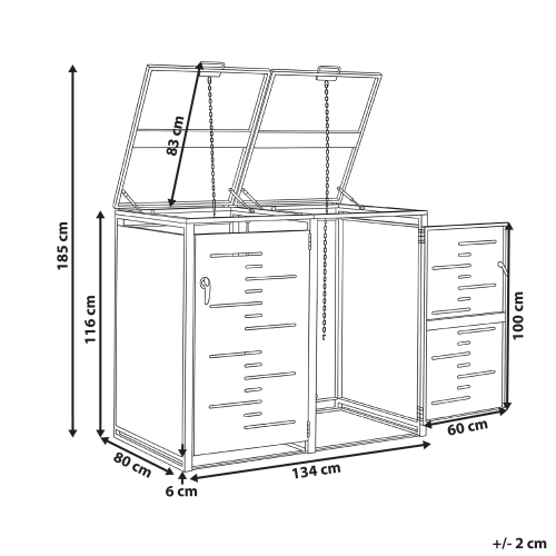 Beliani Double Wheelie Bin Store 480 L PERISSA Metal Dark Grey 2