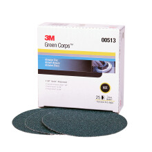 3M Green Corps Hookit Schleifscheiben, 00513, Ohne Löcher, 6 Zoll, 60+ Körnung, 25 Stück, für Beschichtungsentfernung