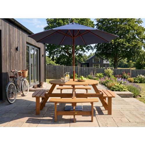 Beliani Picnic Table with Benches CAPARCOTTA Fir Wood Light Brown 1