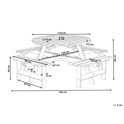 Beliani Picnic Table with Benches CAPARCOTTA Fir Wood Light Brown 2