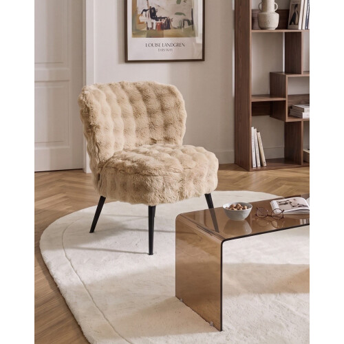 Beliani Armchair VOSS Faux Fur Beige 1