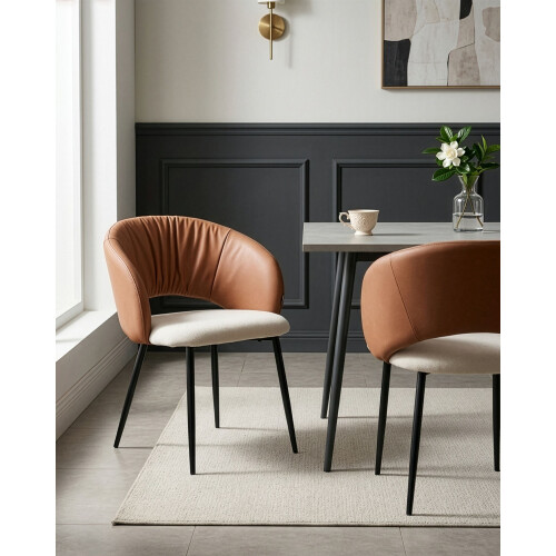 Beliani Set of 2 Chairs WALLA Fabric Golden Brown 1